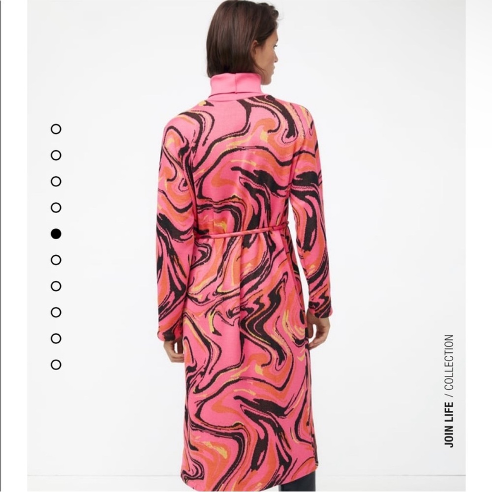 Zara Pink Jacquard Abstract Belted Midi Dress - Picture 2 of 10